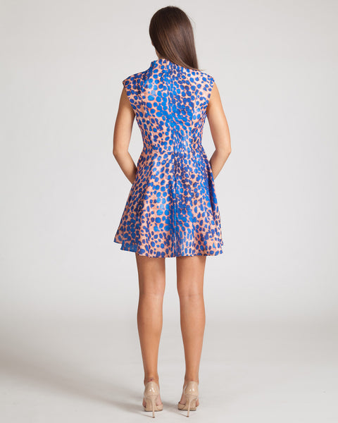 CAMEO NIGHT SKY DRESS-COBALT LEOPARD