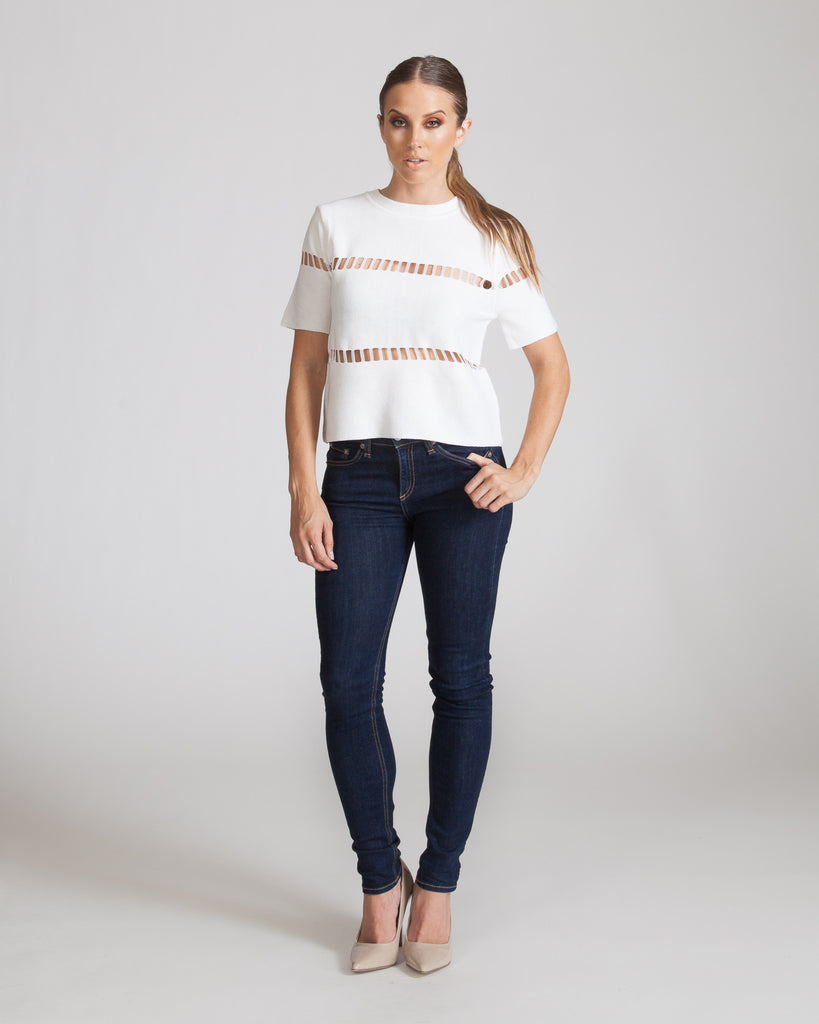 JOA IVORY KNIT TOP