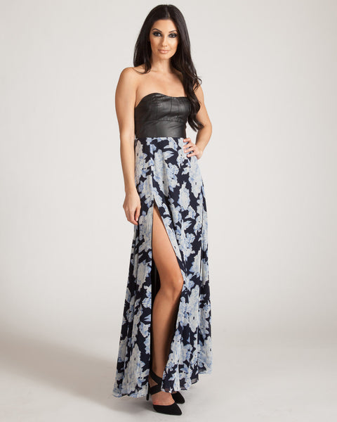 WYLDR BLUE FLORAL SWING BY MAXI DRESS