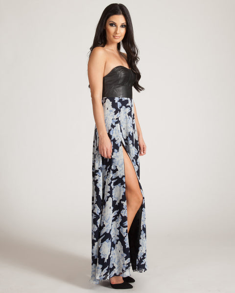 WYLDR BLUE FLORAL SWING BY MAXI DRESS