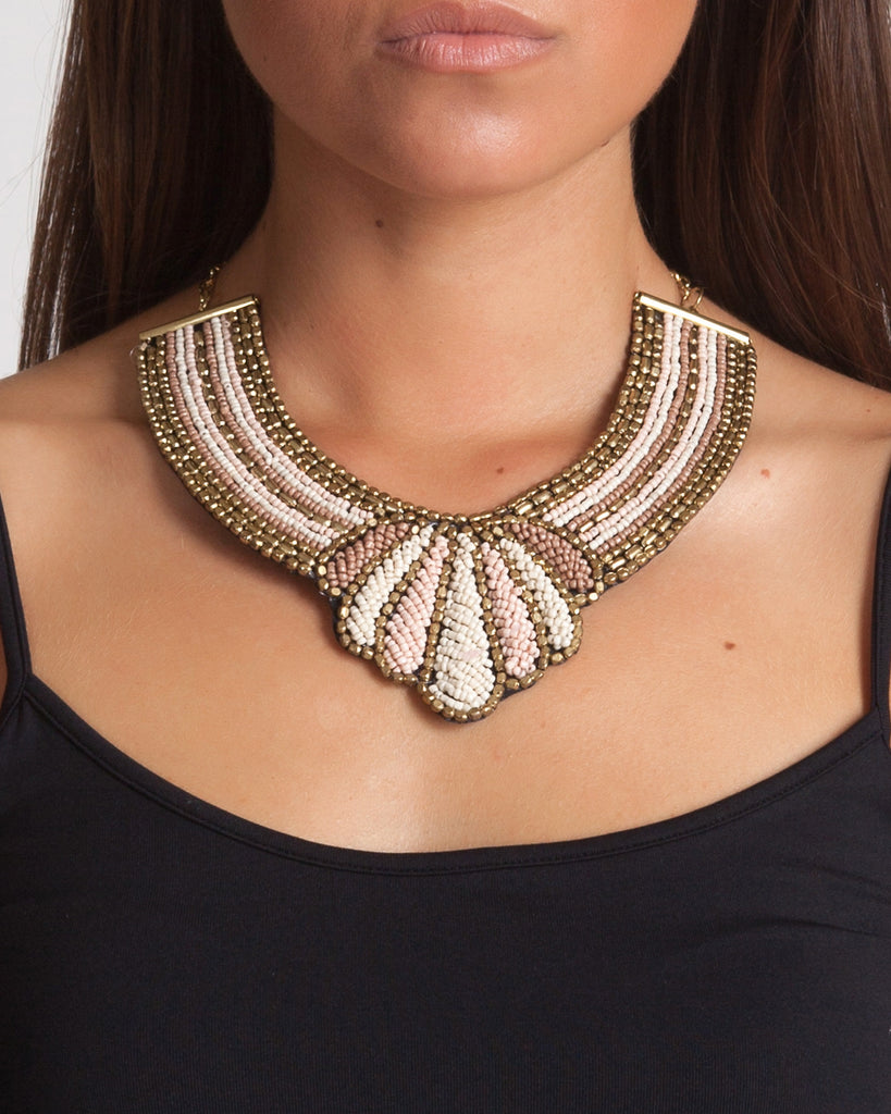 RAGA PINK BEADED STATEMENT NECKALCE