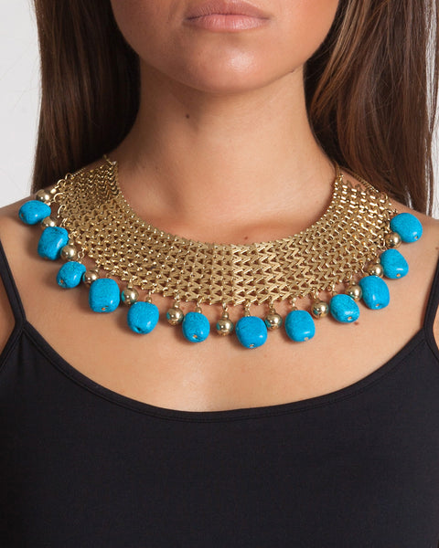 RAGA TURQUOISE STONE BIB NECKLACE